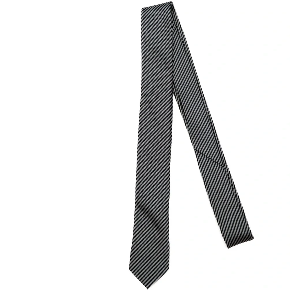 Sovereign Code‎ Black and Gray Striped Narrow Men's Necktie, EUC